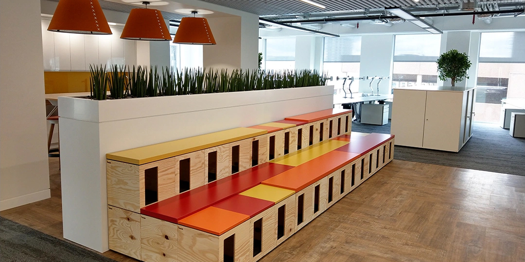 Furniture planter in office breakout area.